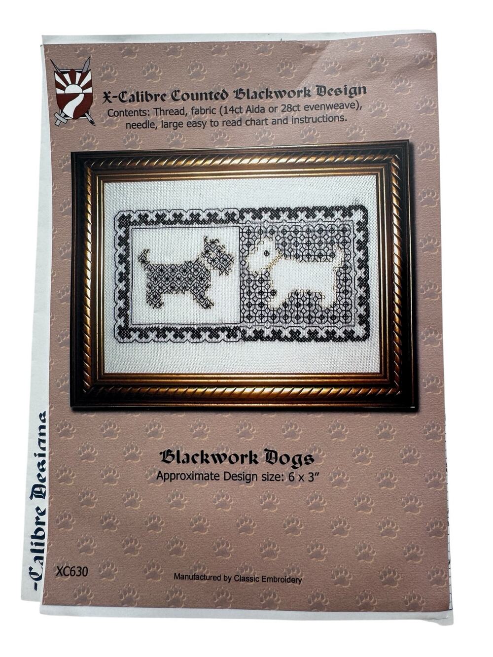 Blackwork Dogs Cross Stitch Design Kit X-Calibre Counted Blackwork Design *READ*